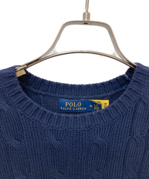 POLO RALPH LAUREN（ポロ・ラルフローレン）POLO RALPH LAUREN (ポロ・ラルフローレン) ショートスリーブケーブルニット ネイビー サイズ:Mの古着・服飾アイテム
