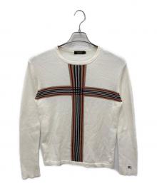 BURBERRY BLACK LABEL（バーバリーブラックレーベル）の古着「クロスクルーネックニット」｜ベージュ