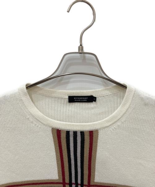 BURBERRY BLACK LABEL（バーバリーブラックレーベル）BURBERRY BLACK LABEL (バーバリーブラックレーベル) クロスクルーネックニット ベージュ サイズ:3の古着・服飾アイテム