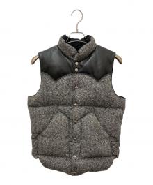 Rocky Mountain featherbed co（ロッキーマウンテンフェザーベッド）の古着「レザー切替ダウンベスト」｜ブラック