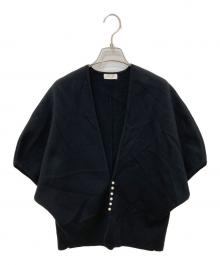BALLSEY（ボールジィ）の古着「ウールポリエステルパールコンビ マントカーディガン」｜ブラック