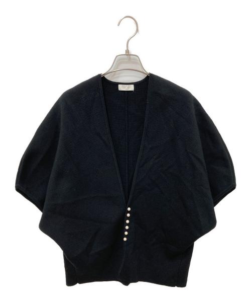 BALLSEY（ボールジィ）BALLSEY (ボールジィ) ウールポリエステルパールコンビ マントカーディガン ブラック サイズ:Sの古着・服飾アイテム