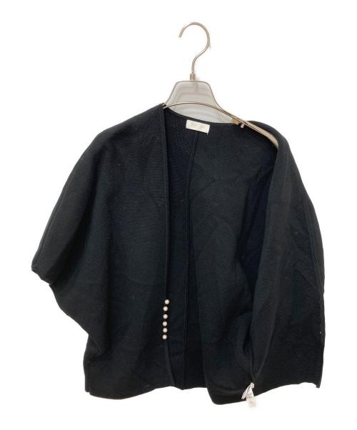 BALLSEY（ボールジィ）BALLSEY (ボールジィ) ウールポリエステルパールコンビ マントカーディガン ブラック サイズ:Sの古着・服飾アイテム
