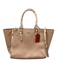 COACH（コーチ）の古着「クロスビー パイソン 2wayトートバッグ」｜ブラウン