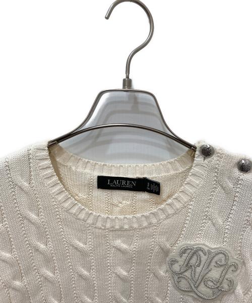 LAUREN RALPH LAUREN（ローレン ラルフ ローレン）LAUREN RALPH LAUREN (ローレン ラルフ ローレン) ロゴケーブルニット ベージュ サイズ:Sの古着・服飾アイテム