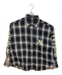 X-LARGE（エクストララージ）の古着「OLD ENGLISH L/S FLANNEL SHIRT」｜ブラック