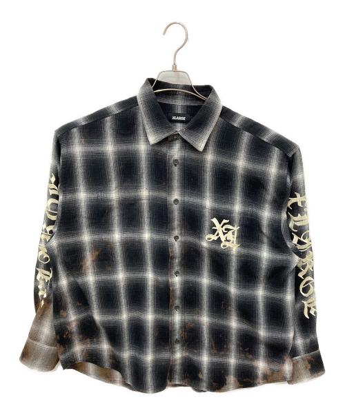 X-LARGE（エクストララージ）X-LARGE (エクストララージ) OLD ENGLISH L/S FLANNEL SHIRT ブラック サイズ:LLの古着・服飾アイテム