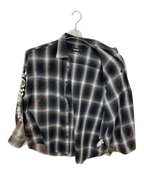 X-LARGE（エクストララージ）X-LARGE (エクストララージ) OLD ENGLISH L/S FLANNEL SHIRT ブラック サイズ:LLの古着・服飾アイテム