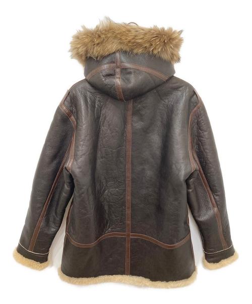FREEDOM LEATHER COMPANY（フリーダムレザーカンパニー）FREEDOM Leather Company (フリーダムレザーカンパニー) フーデッドムートンハーフコート ブラウン サイズ:38の古着・服飾アイテム