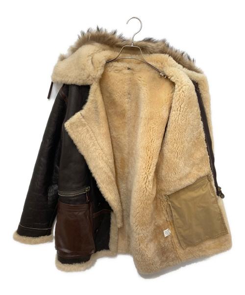 FREEDOM LEATHER COMPANY（フリーダムレザーカンパニー）FREEDOM Leather Company (フリーダムレザーカンパニー) フーデッドムートンハーフコート ブラウン サイズ:38の古着・服飾アイテム
