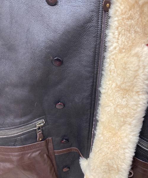 FREEDOM LEATHER COMPANY（フリーダムレザーカンパニー）FREEDOM Leather Company (フリーダムレザーカンパニー) フーデッドムートンハーフコート ブラウン サイズ:38の古着・服飾アイテム