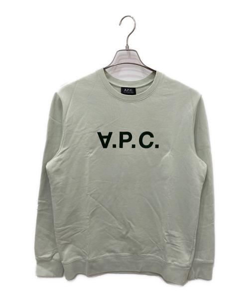A.P.C.（アーペーセー）A.P.C. (アーペーセー) 反転ロゴスウェット グリーン サイズ:XLの古着・服飾アイテム