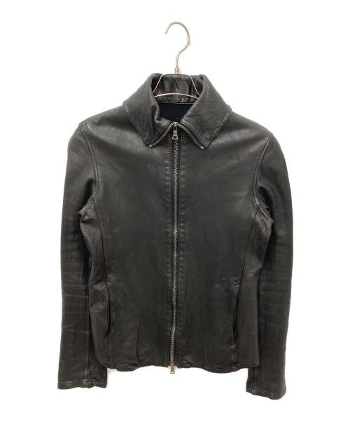 ISAMU KATAYAMA BACKLASH（イサムカタヤマ・バックラッシュ）ISAMU KATAYAMA BACKLASH (イサムカタヤマ・バックラッシュ) イタリアンタンニンカーフ製品染め襟付きブルゾン ブラック サイズ:Mの古着・服飾アイテム