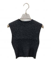MAISON SPECIAL（メゾンスペシャル）の古着「Curl Yarn Short Length Sleeveless Knit Tops」｜グレー