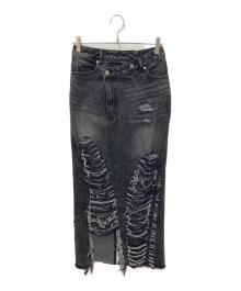 MAISON SPECIAL（メゾンスペシャル）の古着「High Damage Denim Skirt」｜ブラック