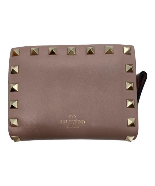 VALENTINO（ヴァレンティノ）VALENTINO (ヴァレンティノ) スタッズ2つ折り財布 ピンクの古着・服飾アイテム