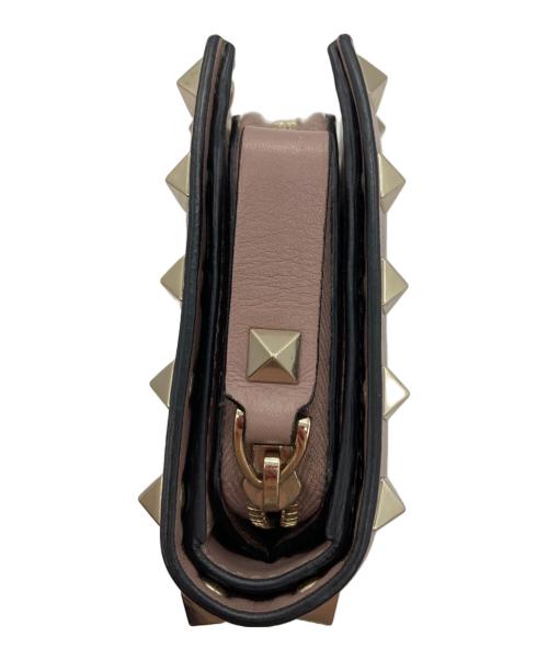 VALENTINO（ヴァレンティノ）VALENTINO (ヴァレンティノ) スタッズ2つ折り財布 ピンクの古着・服飾アイテム