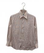 Charvet×UNITED ARROWSシャルベ×ユナイテッドアローズ）の古着「チェックロングスリーブシャツ」｜ベージュ