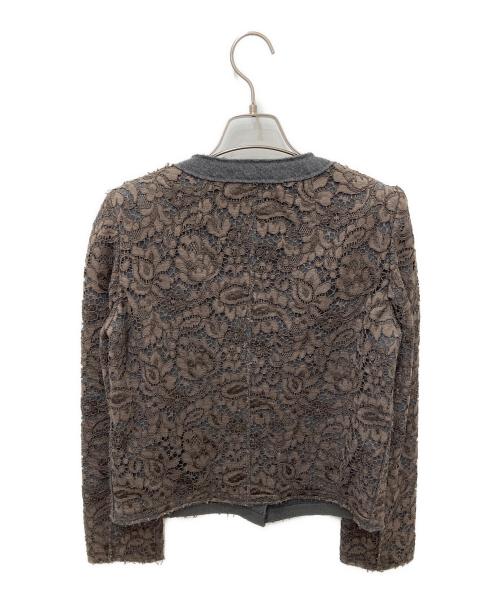 DOLCE & GABBANA（ドルチェ＆ガッバーナ）DOLCE & GABBANA (ドルチェ＆ガッバーナ) ノーカラーレースジャケット ブラウン サイズ:40の古着・服飾アイテム