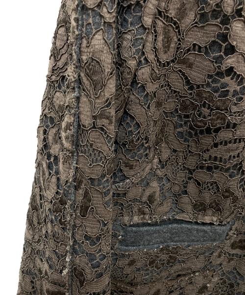 DOLCE & GABBANA（ドルチェ＆ガッバーナ）DOLCE & GABBANA (ドルチェ＆ガッバーナ) ノーカラーレースジャケット ブラウン サイズ:40の古着・服飾アイテム