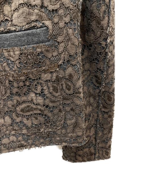 DOLCE & GABBANA（ドルチェ＆ガッバーナ）DOLCE & GABBANA (ドルチェ＆ガッバーナ) ノーカラーレースジャケット ブラウン サイズ:40の古着・服飾アイテム