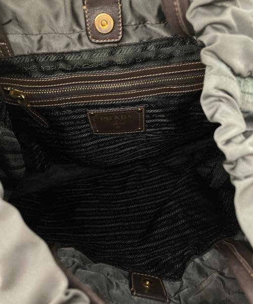 PRADA（プラダ）PRADA (プラダ) ロゴ巾着ハンドバッグ グリーンの古着・服飾アイテム