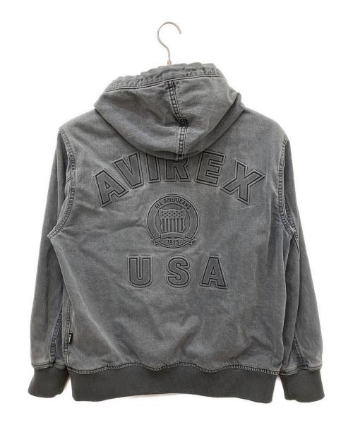 AVIREX（アヴィレックス）AVIREX (アヴィレックス) DENIM SIGNATUR LOGO PARKA グレー サイズ:Lの古着・服飾アイテム