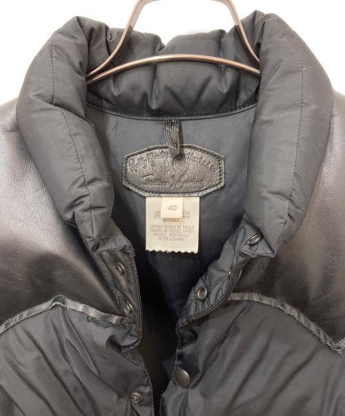 RockyMountainFeatherBed（ロッキーマウンテンフェザーベッド）RockyMountainFeatherBed (ロッキーマウンテンフェザーベッド) ヨークレザー切替ダウンジャケット ブラック サイズ:40の古着・服飾アイテム