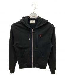 AMI Alexandre Mattiussi（アミアレクサンドルマテュッシ）の古着「ループバック オーガニックコットン フリース Ami de Coeur ジップ パーカー」｜ブラック