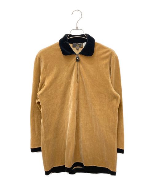 FENDI JEANS（フェンディ ジーンズ）FENDI jeans (フェンディ ジーンズ) ハーフジップベロアカットソー ブラウン サイズ:42の古着・服飾アイテム