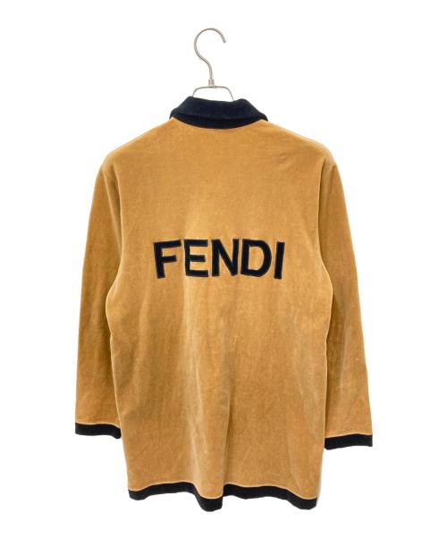 FENDI JEANS（フェンディ ジーンズ）FENDI jeans (フェンディ ジーンズ) ハーフジップベロアカットソー ブラウン サイズ:42の古着・服飾アイテム
