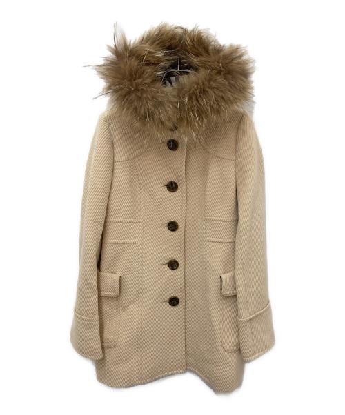 BURBERRY BLUE LABEL（バーバリー ブルー レーベル）BURBERRY BLUE LABEL (バーバリー ブルー レーベル) フーデッドコーデュロイコート ベージュ サイズ:38の古着・服飾アイテム
