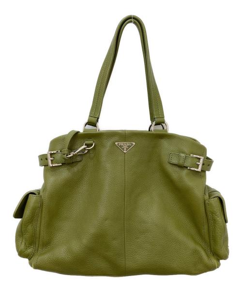 PRADA（プラダ）PRADA (プラダ) レザートートバッグ グリーンの古着・服飾アイテム