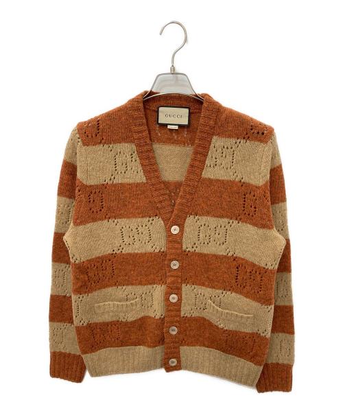 GUCCI（グッチ）GUCCI (グッチ) GGボーダー カーディガン ブラウン サイズ:XSの古着・服飾アイテム