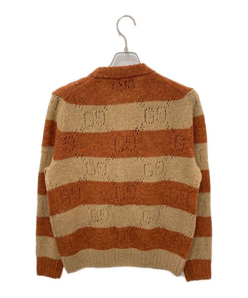 GUCCI（グッチ）GUCCI (グッチ) GGボーダー カーディガン ブラウン サイズ:XSの古着・服飾アイテム