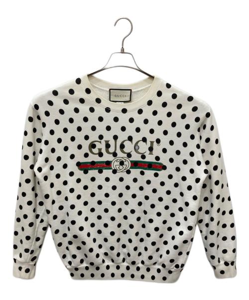 GUCCI（グッチ）GUCCI (グッチ) 水玉模様クルーネックスウェット ホワイト サイズ:XSの古着・服飾アイテム