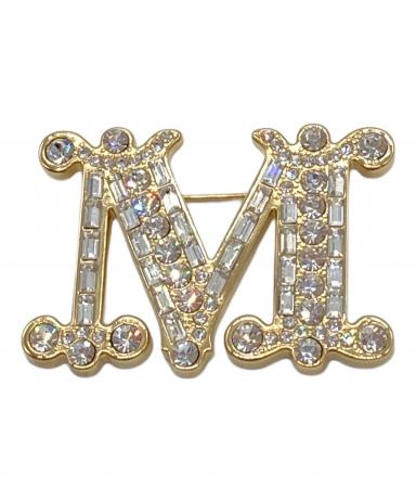 MaxMara　マックスマーラ　パール　クリスタル　ブローチ　M字　ゴールド 中古・古着通販】MaxMara (マックスマーラ) ロゴクリスタルブローチ