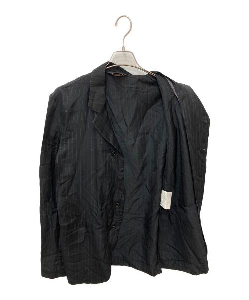 BLACK COMME des GARCONS（ブラックコムデギャルソン）BLACK COMME des GARCONS (ブラックコムデギャルソン) ストライプテーラードジャケット ブラック サイズ:Lの古着・服飾アイテム