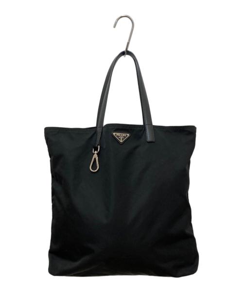 PRADA（プラダ）PRADA (プラダ) 三角プレートトートバッグ ブラックの古着・服飾アイテム