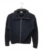 The CLASIKザ クラシック）の古着「WOOL CASHMERE WAFFLEZIP STAND CARDIGAN ドライバーズニット」｜ブラック
