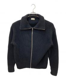 The CLASIK（ザ クラシック）の古着「WOOL CASHMERE WAFFLEZIP STAND CARDIGAN ドライバーズニット」｜ブラック