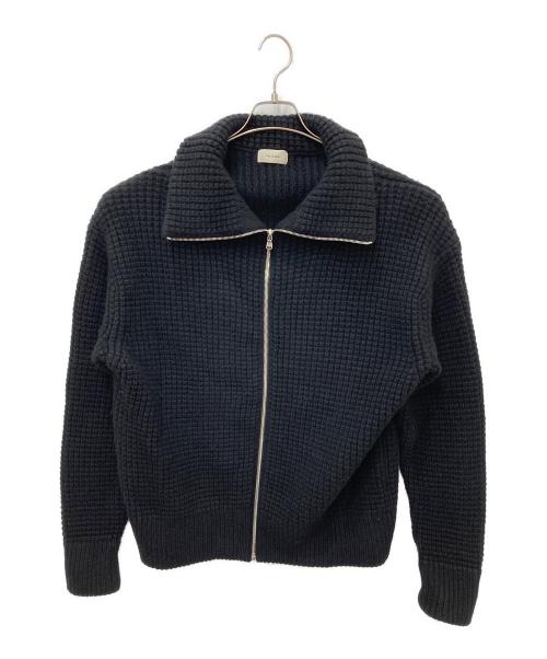 The CLASIK（ザ クラシック）The CLASIK (ザ クラシック) WOOL CASHMERE WAFFLEZIP STAND CARDIGAN ドライバーズニット ブラック サイズ:46の古着・服飾アイテム