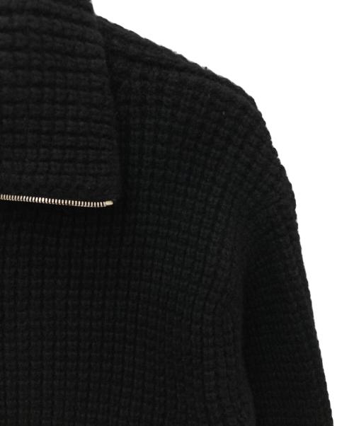 The CLASIK（ザ クラシック）The CLASIK (ザ クラシック) WOOL CASHMERE WAFFLEZIP STAND CARDIGAN ドライバーズニット ブラック サイズ:46の古着・服飾アイテム