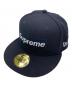 New Era（ニューエラ）の古着「no comp box logo cap（ノー　コンプ　ボックス　ロゴ　キャップ）」｜ネイビー