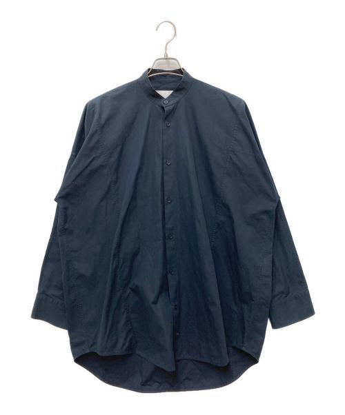 JIL SANDER（ジルサンダー）JIL SANDER (ジルサンダー) バンドカラーオーバーサイズ長袖シャツ ネイビー サイズ:SIZE 38/15の古着・服飾アイテム