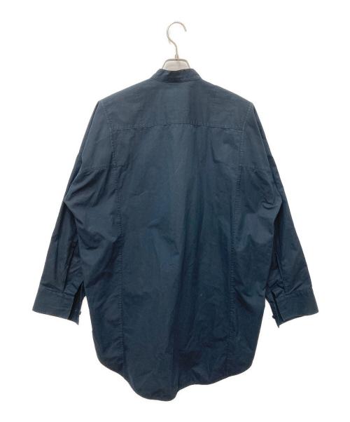 JIL SANDER（ジルサンダー）JIL SANDER (ジルサンダー) バンドカラーオーバーサイズ長袖シャツ ネイビー サイズ:SIZE 38/15の古着・服飾アイテム