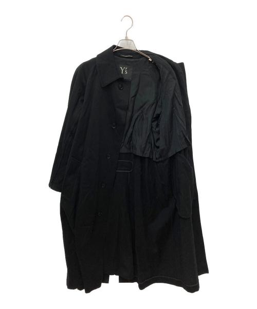 Y's（ワイズ）Y's (ワイズ) WOOL + AIR SPUN CHINO COMBO STEN COLLAR COAT ブラック サイズ:1の古着・服飾アイテム