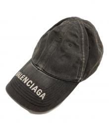 BALENCIAGA（バレンシアガ）の古着「Washed Denim Logo Baseball Cap」｜グレー