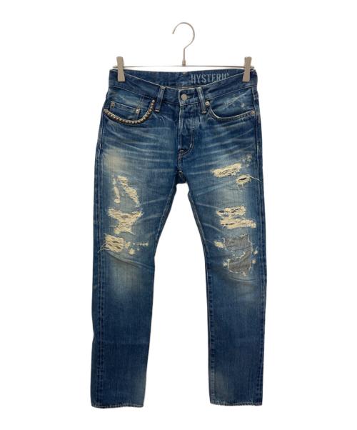 Hysteric Glamour（ヒステリックグラマー）Hysteric Glamour (ヒステリックグラマー) CLASH REMAKE加工 スリムストレートデニムパンツ ブルー サイズ:28の古着・服飾アイテム