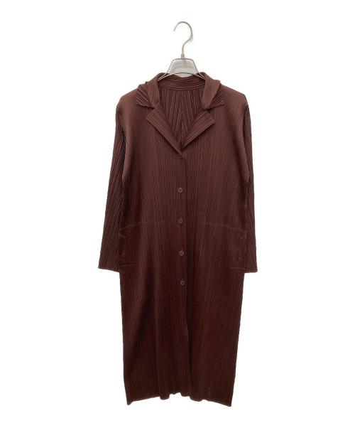 PLEATS PLEASE（プリーツプリーズ）PLEATS PLEASE (プリーツプリーズ) プリーツシャツワンピース ブラウン サイズ:3の古着・服飾アイテム